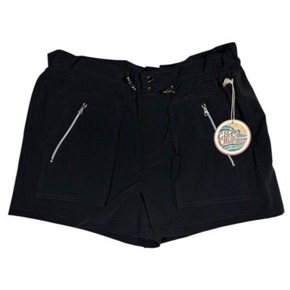 C&C California Womens Black Ripstop Utility Cargo Shorts Size‎ Medium NWT